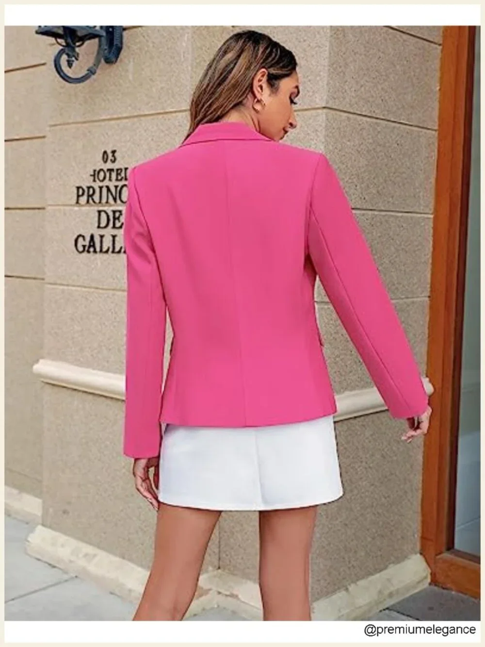 Women's Business Casual Two-Button Blazer with Notch Lapel & Padded Shoulders